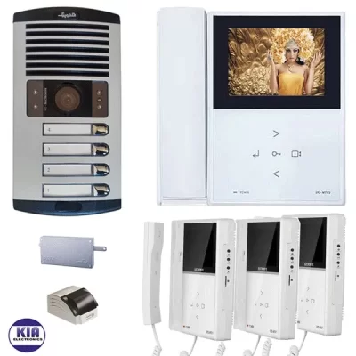 پکیج آیفون تصویری چهار واحدی مدل 592 سفید