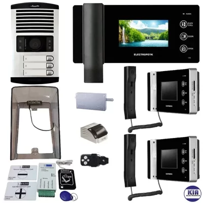 پکیج آیفون تصویری 3 واحدی الکتروپیک مدل 1096 مشکی و ماژول