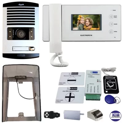 پکیج آیفون تصویری 1 واحدی مدل 1096 سفید الکتروپیک و ماژول ریموتی