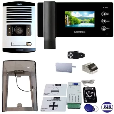 پکیج آیفون تصویری1 واحدی الکتروپیک مدل 1096 مشکی و ماژول ریموت دار
