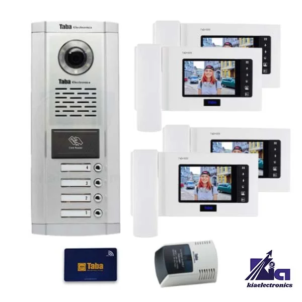 پکیج آیفون تصویری چهار واحدی تابا TVD-1035 با پنل کارتی 1860 CR