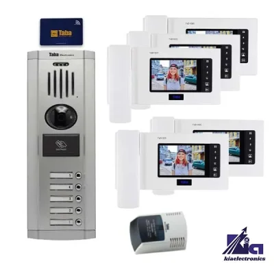 پکیج آیفون تصویری پنج واحدی تابا TVD-1035 با پنل کارتی