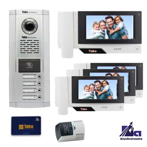 پکیج 3070 تابا کارتی - 04 پکیج آیفون تصویری چهار واحدی تابا TVD-3070 با پنل کارتی 1860