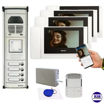 پکیج آیفون تصویری 4 واحد سیماران مدل 78W و پنل فوژان کارتی