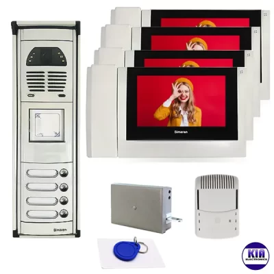 پکیج آیفون تصویری 4 واحد سیماران مدل 78M و پنل فوژان کارتی