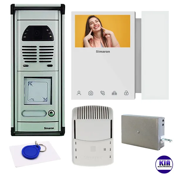 پکیج آ آیفون تصویری 1 واحد سیماران مدل 46TKM سفید و پنل فوژان کارتی