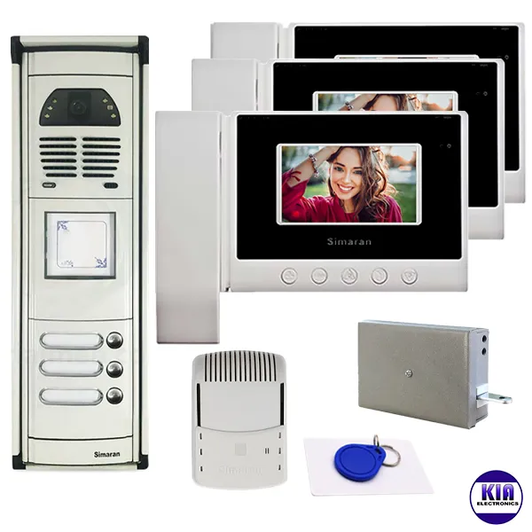 پکیج آیفون تصویری 3 واحد سیماران مدل 43HS و پنل فوژان کارتی
