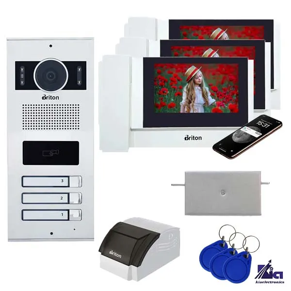 پکیج آیفون تصویری سه طبقه برایتون مدل 7040-WIFI با پنل کارتی