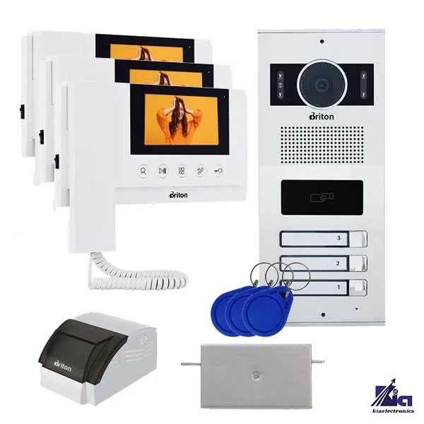 پکیج آیفون تصویری سه واحدی برایتون مدل 4330 با پنل کارتی