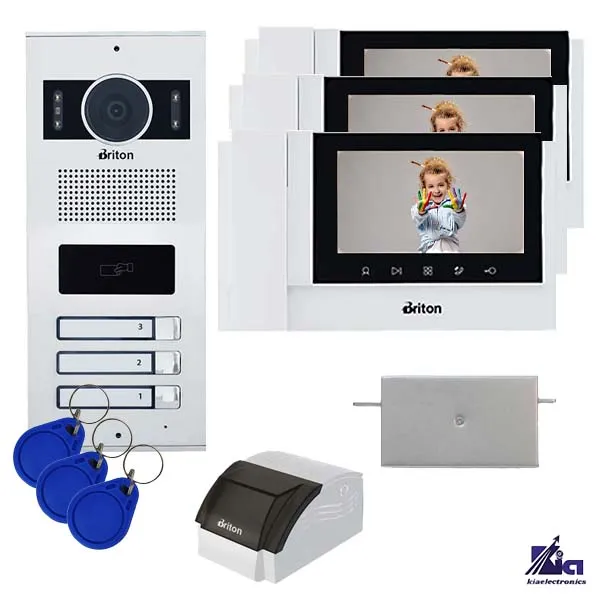 پکیج آیفون تصویری سه واحدی برایتون مدل 7030 با پنل کارتی