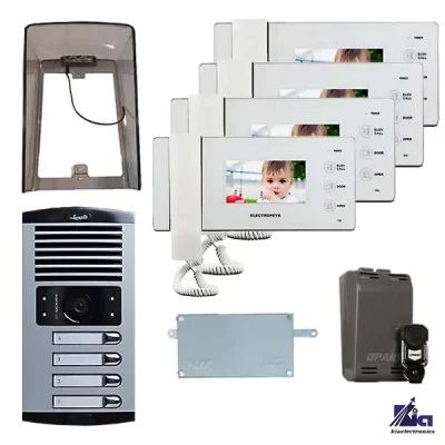پکیج آیفون تصویری الکتروپیک مدل 1096 سفید چهار واحدی و ماژول