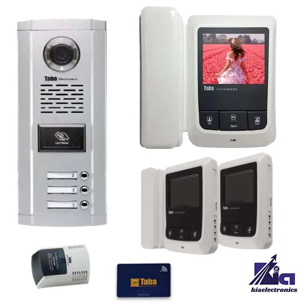 پکیج آیفون تصویری سه واحدی تابا TVD-1090 با پنل کارتی