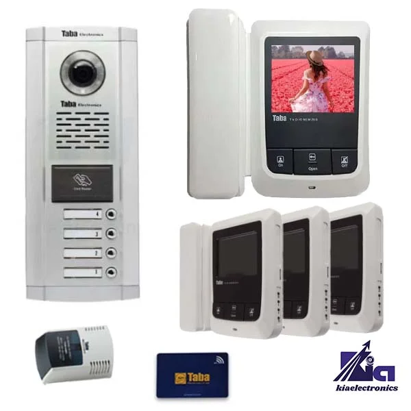 پکیج آیفون تصویری چهار واحدی تابا TVD-1090 با پنل کارتی