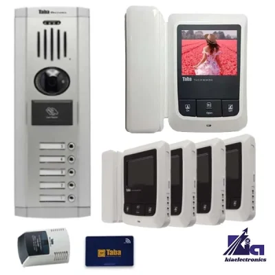 پکیج آیفون تصویری پنج واحدی تابا TVD-1090 با پنل کارتی
