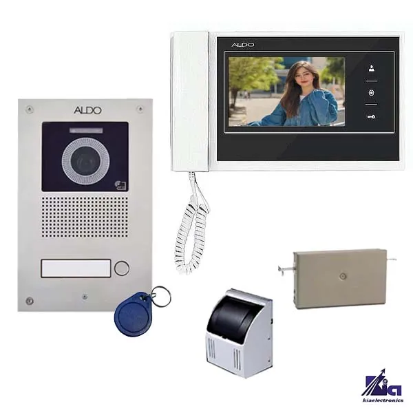 پکیج آیفون تصویری آلدو 727M سفید یک واحدی با پنل کارتی