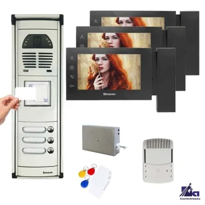 پکیج آیفون تصویری سه طبقه کارتی سیماران مدل 76TKM مشکی