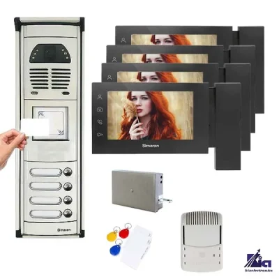 پکیج آیفون تصویری چهار طبقه کارتی سیماران مدل 76TKM مشکی
