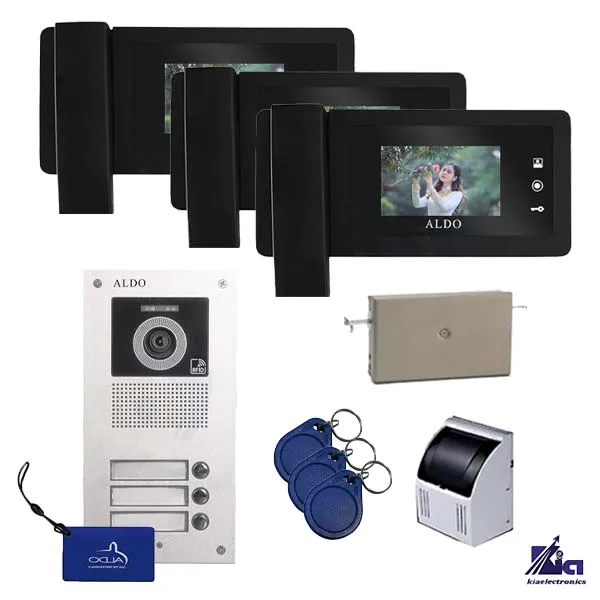 پکیج آیفون تصویری کارتی آلدو مدل 414m مشکی سه واحدی
